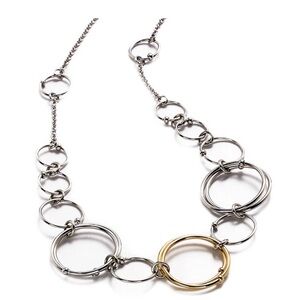 Park Lane Front Row Elegant Silver and Gold Circle Necklace